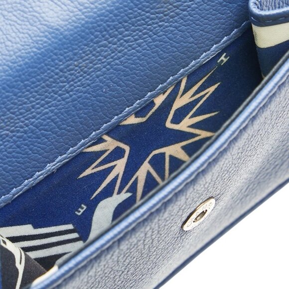 CHANEL Blue Leather Logo Wallet - Picture 5 of 13